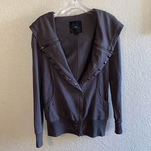 Grey Zip-up Hoodie w/ Studded Detailing